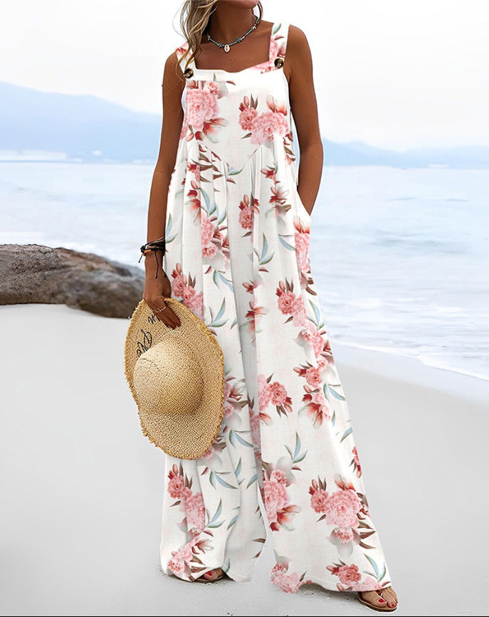 Women's Summer Digital Printing Romper National Fashion Jumpsuits