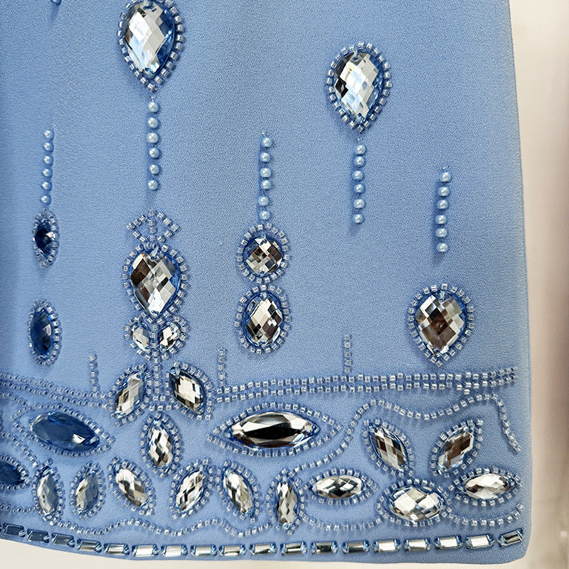 Bead Diamond Inlaid Mid-length Dress Set Tops