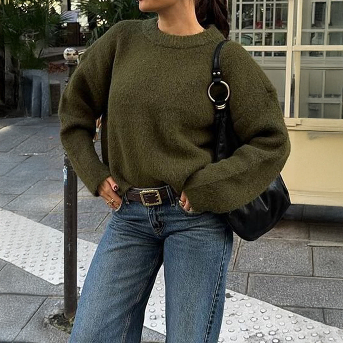Women's Simple Fashion Woolen Long Sleeve Solid Color Sweaters