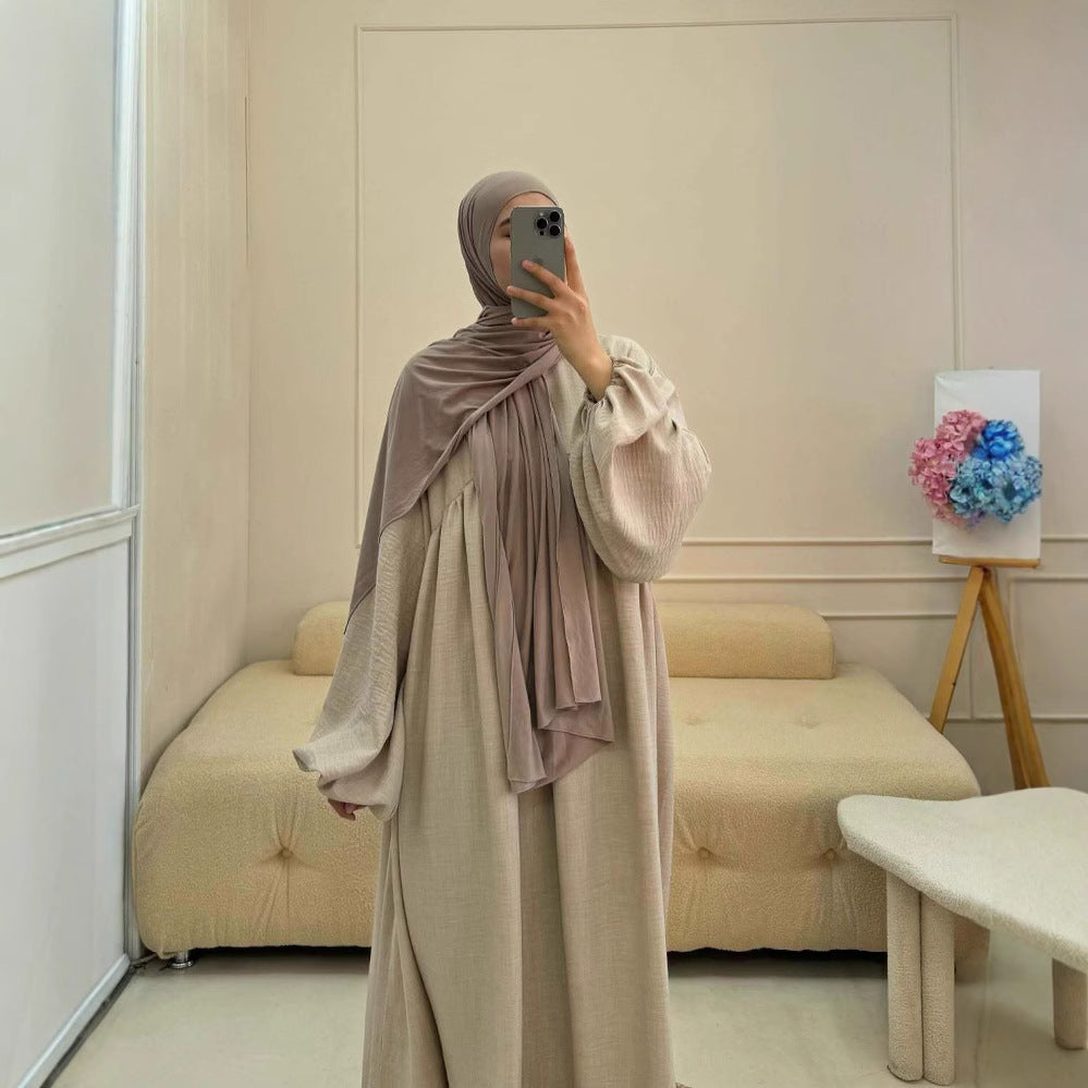 Women's Muslim Wear Robe Solid Color Loose Dresses