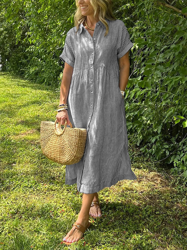 Women's Sleeve Shirt Summer Casual Cotton Linen Skirts
