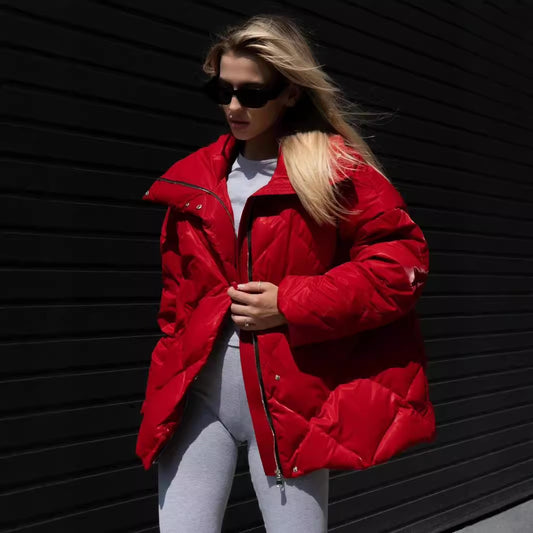 Rhombus Baggy Matte Glossy Lapel Casual Coats