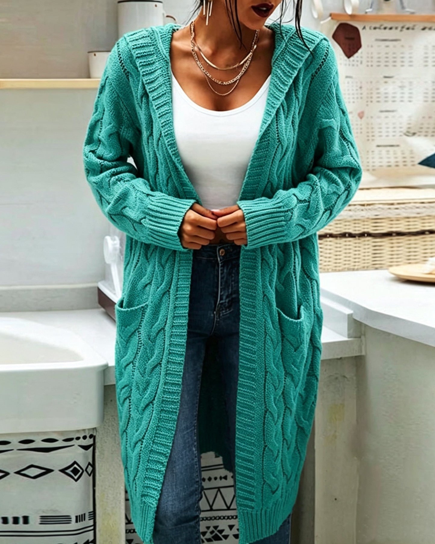 Durable Popular Women's Hooded Twist Pocket Women's Sweater