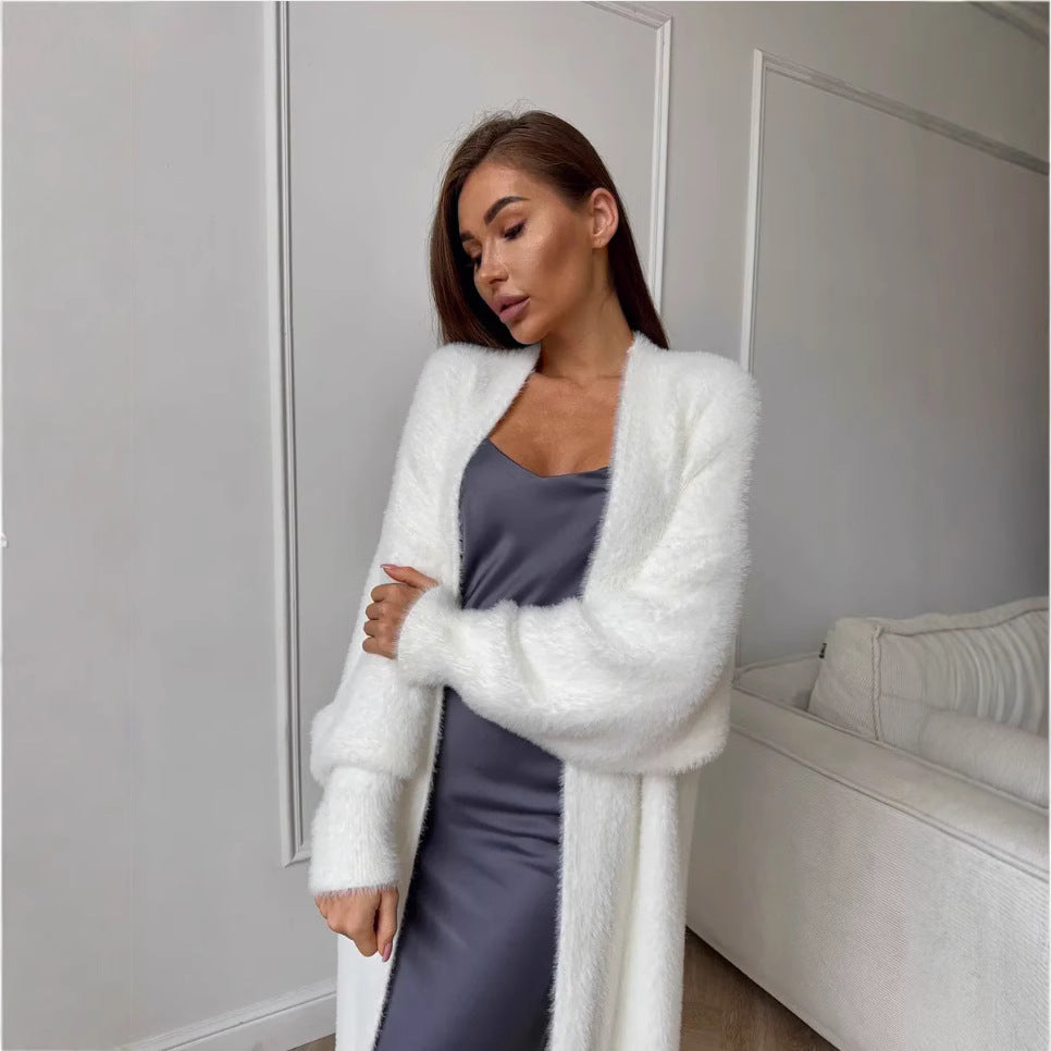 Women's Imitation Mink White Loose Plush Fluffy Women's Sweater