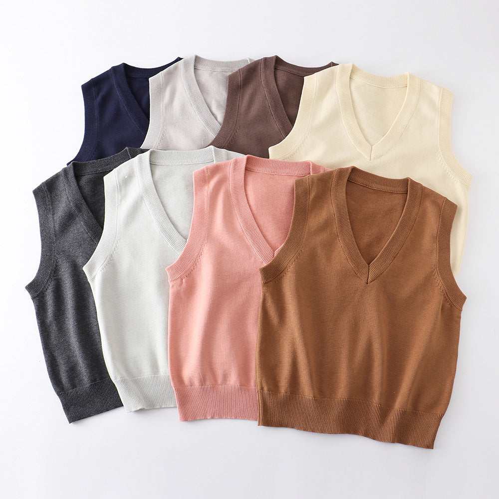 Basic Style Pullover Sleeveless Thin Solid Color Women's Sweater