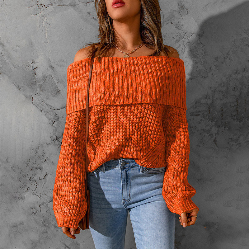 Women's Winter Solid Color Loose-fitting Elegant Temperament Sweater