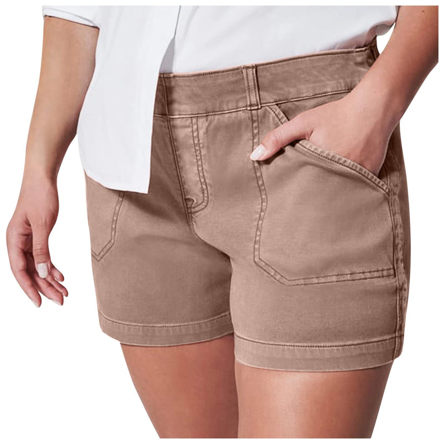 Fashion Simple Pocket Hip Lifting High Elastic Shorts