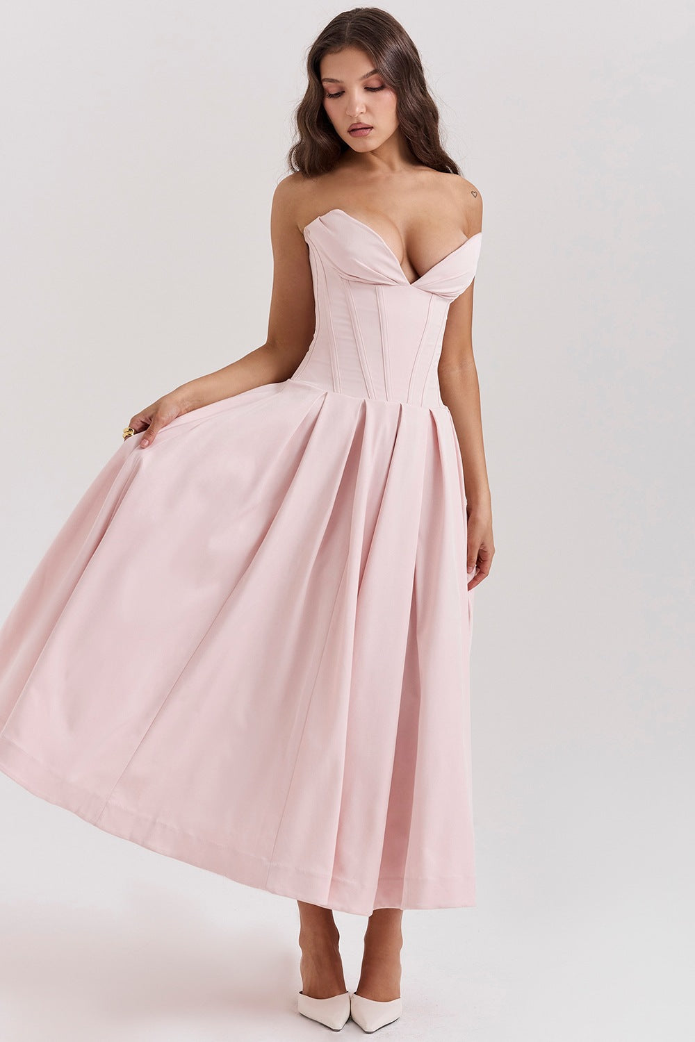 Solid Color Large Swing Sleeveless Fishbone Tube Dresses