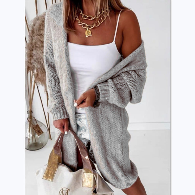 Women's Knitted Loose-fitting Solid Color Long Sleeves Women's Sweater