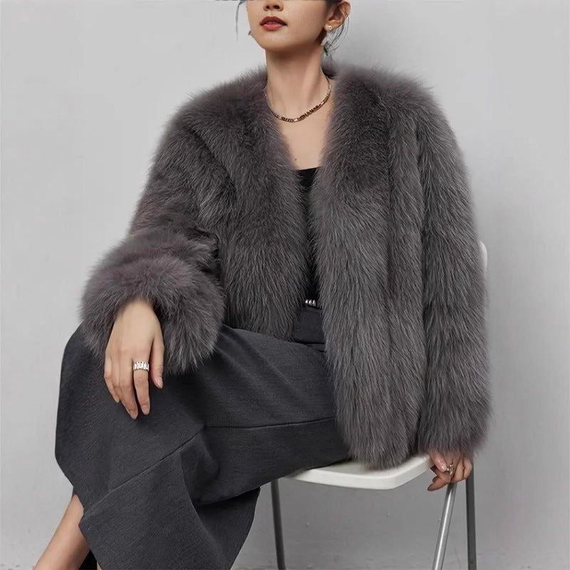 Women's Fur Artificial Fashion Fox Fluffy Plush Coats