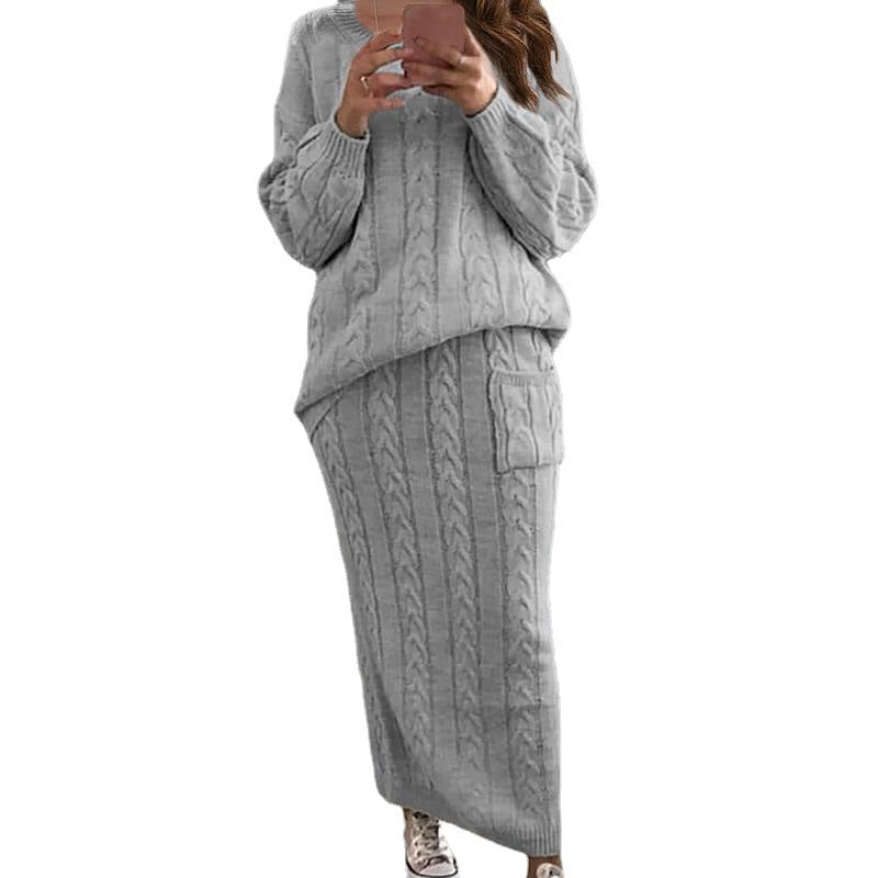 Women's Fashion Twist Stitch Set Dress Sweaters