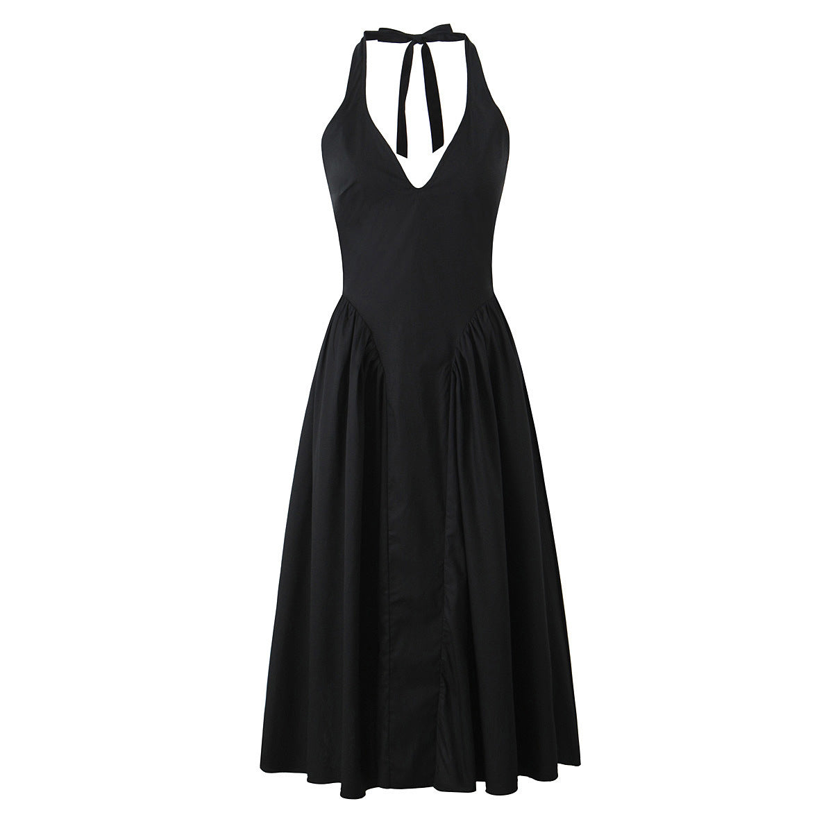Women's Hanging Collar Waist Slimming Long Cotton Dresses