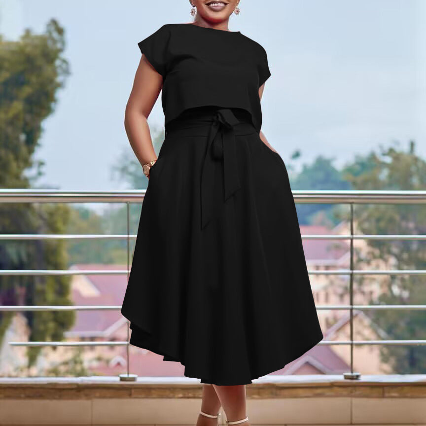 Women's Large Temperament Ol Solid Color Big Hem Fashion Casual Suit