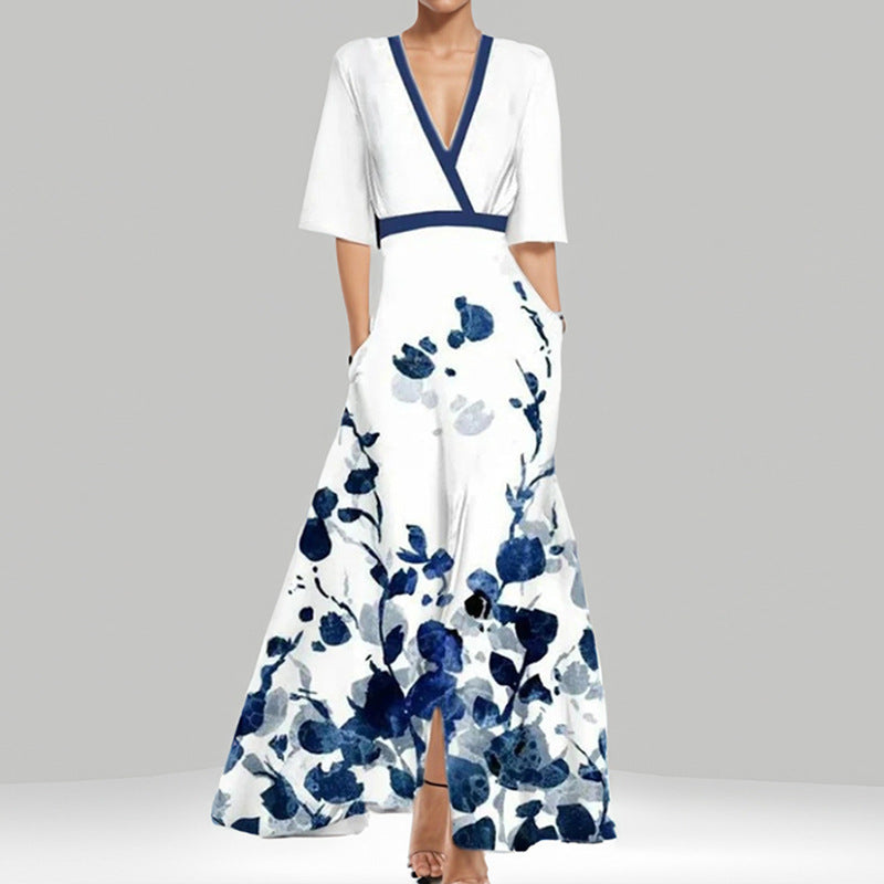 Women's Fashion Elegant Graceful Print Large Swing Dress