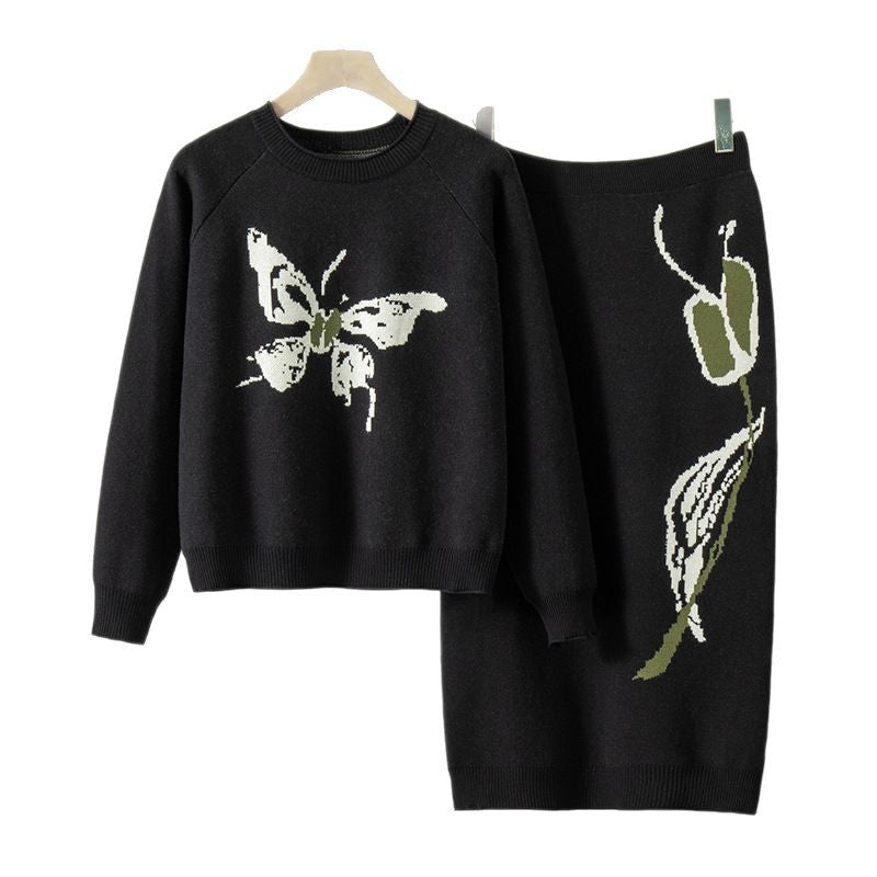 Glamorous Trendy Women's Butterfly Embroidered Two-piece Suits