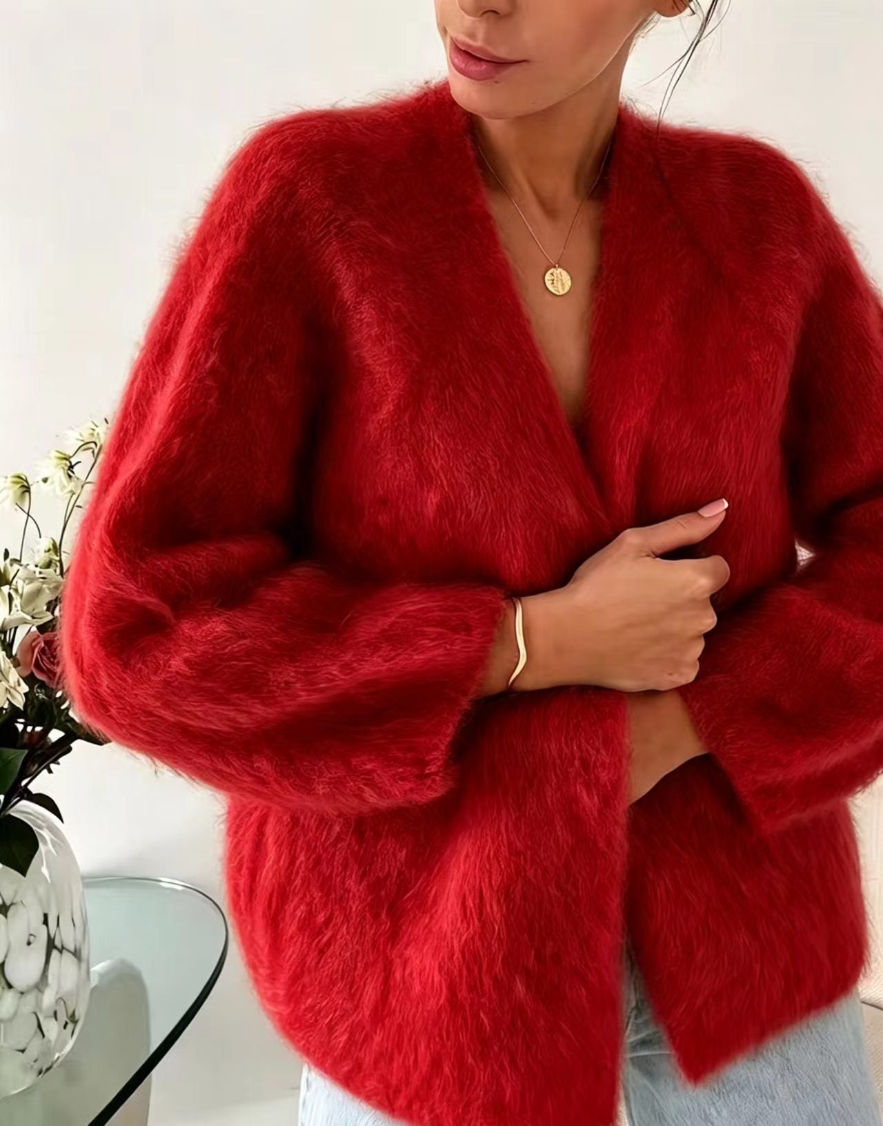Women's Knitted Solid Color Loose Lazy Style Sweater