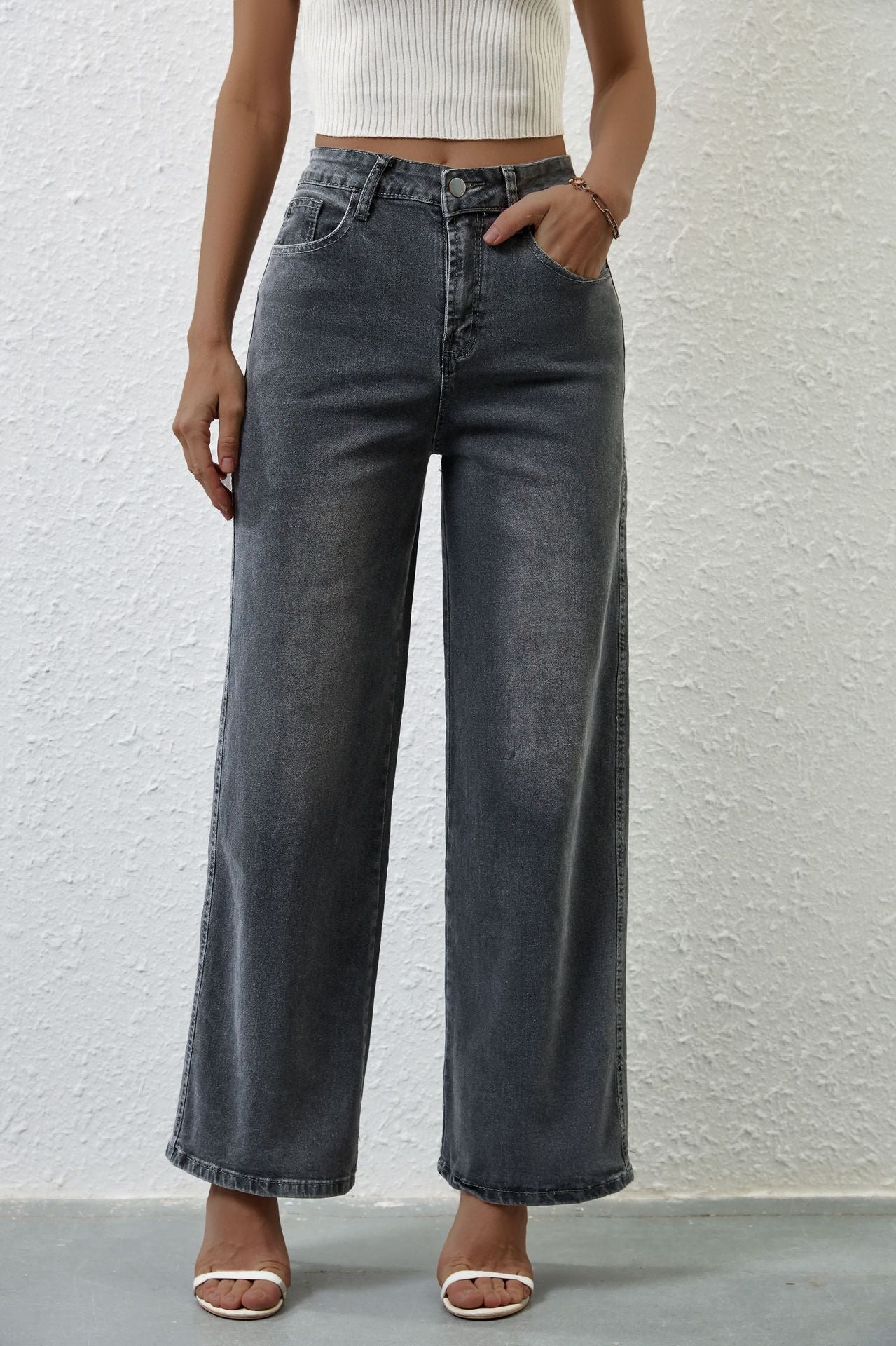 Women's Fashion Casual Stretch Quality Straight High Jeans