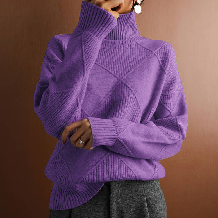 Women's Loose Temperament Commuter Solid Color Turtleneck Sweater