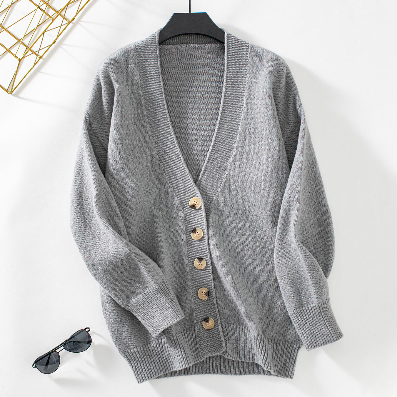 Pretty Women's Elegant Knitted Plain Single-breasted Sweaters