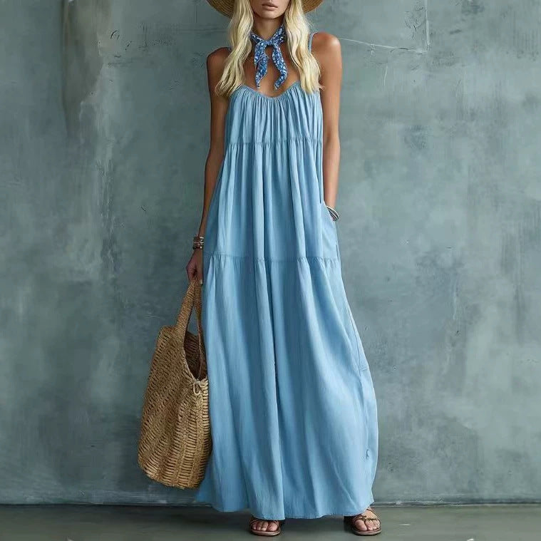 Vintage Bohemian Style Loose Vacation Blended Dress