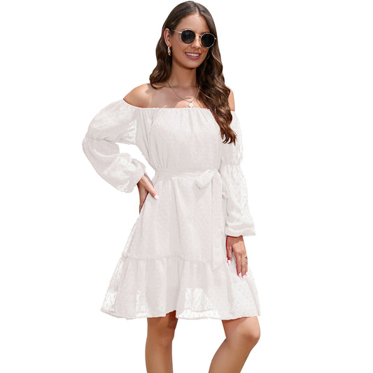 Casual Loose Fur Ball Chiffon Belt Dresses