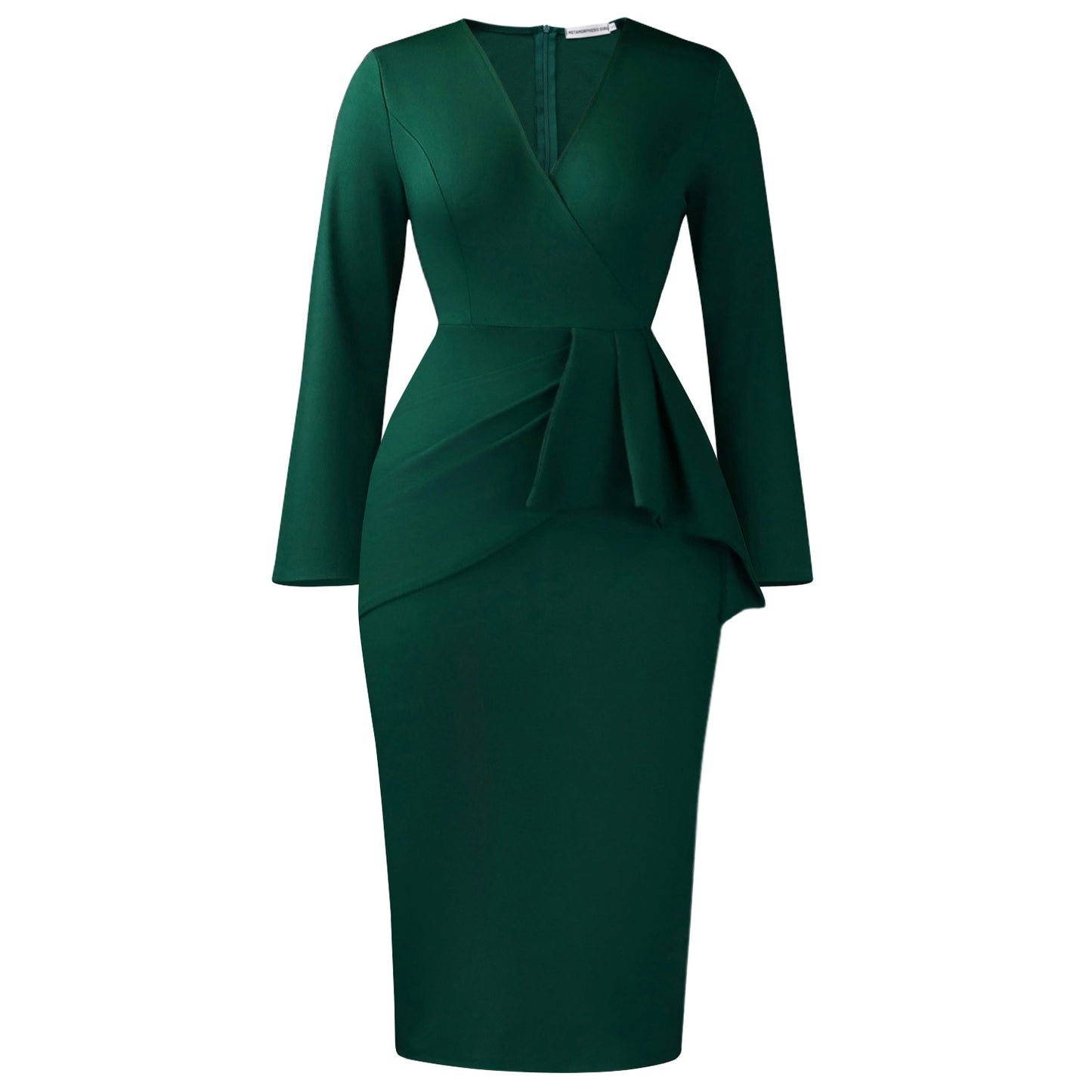 Women's Fashion Long Sleeve Solid Color Ruffle Dress