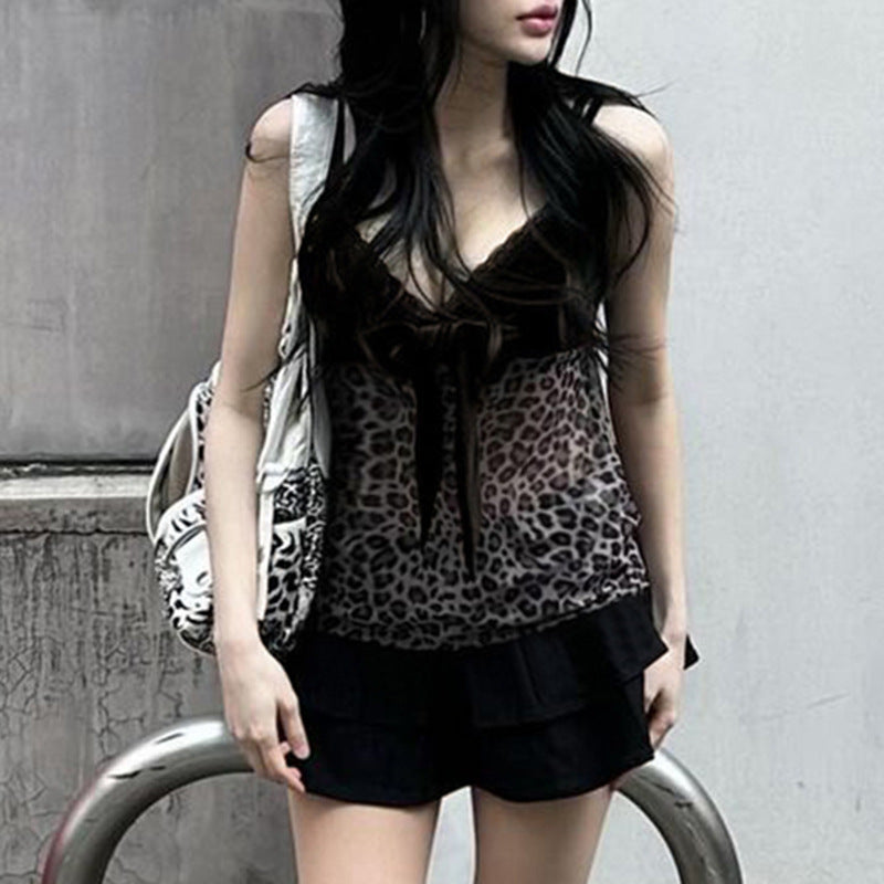 Women's Sexy Slim Veet Leopard Print Summer Tops