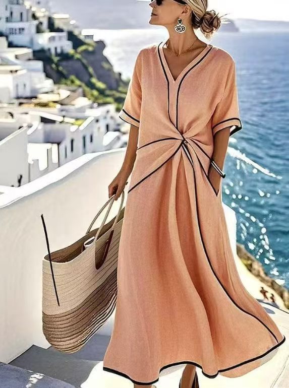 Women's Fashion Elegant Graceful Commuter Printed Striped Comfortable For Dress