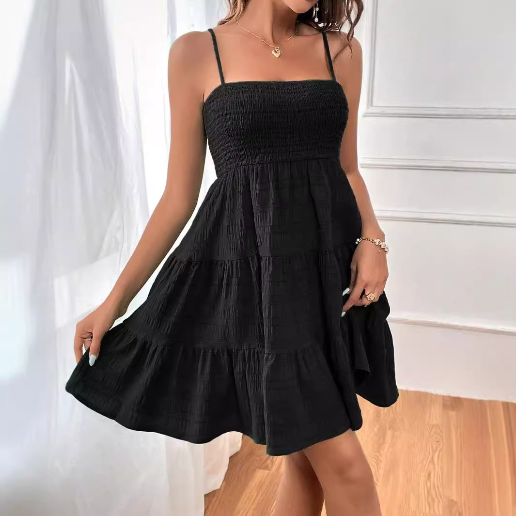 Women's Summer Camisole Pure Color Texture Dress Dresses