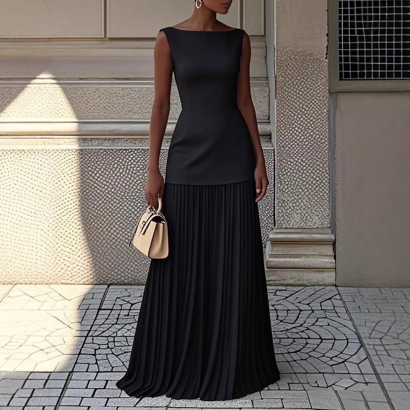 Women's Solid Color Sleeveless Knitted Sexy Slim Dresses