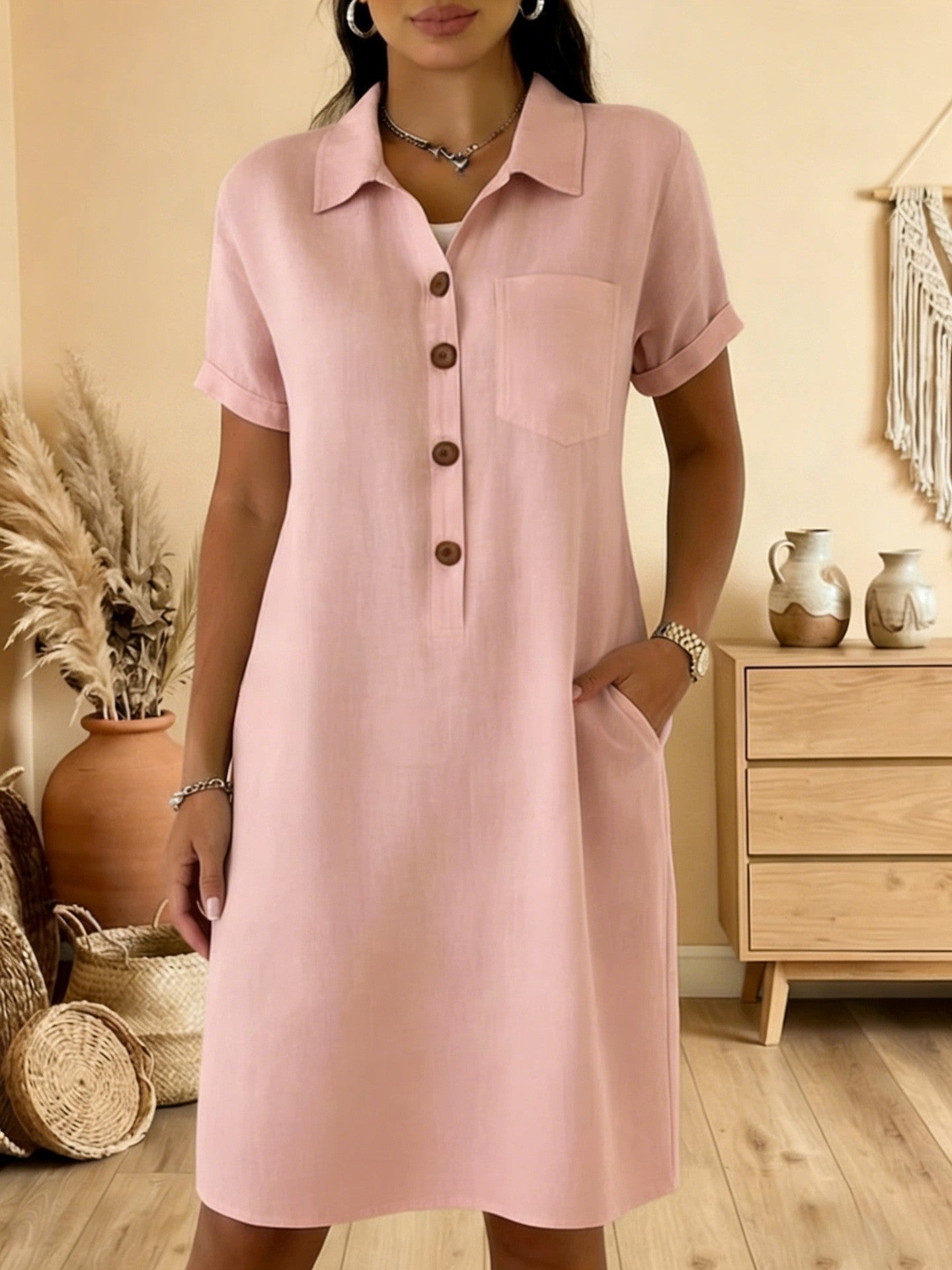Women's Summer Comfort Casual Pocket Cotton Dress