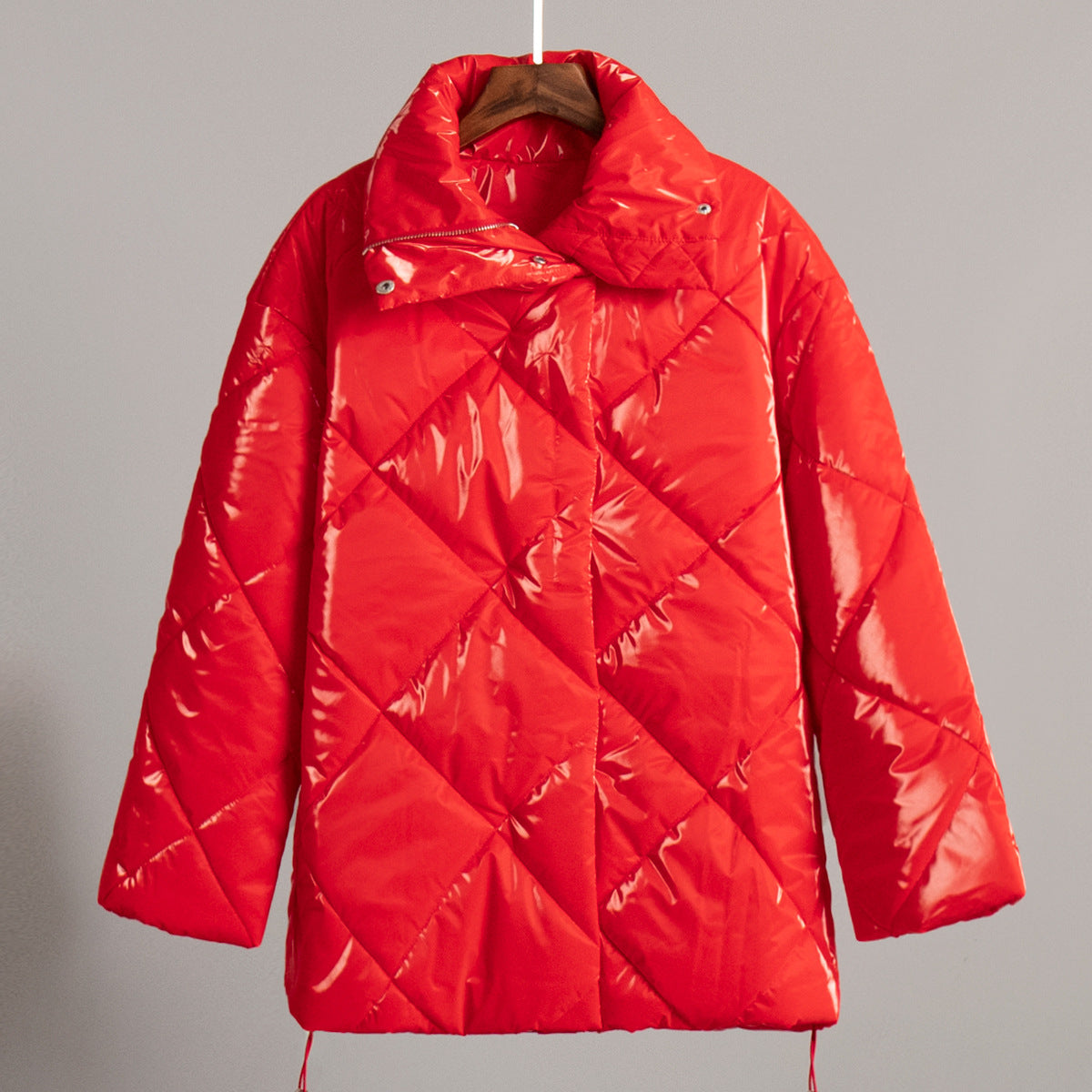 Rhombus Baggy Matte Glossy Lapel Casual Coats