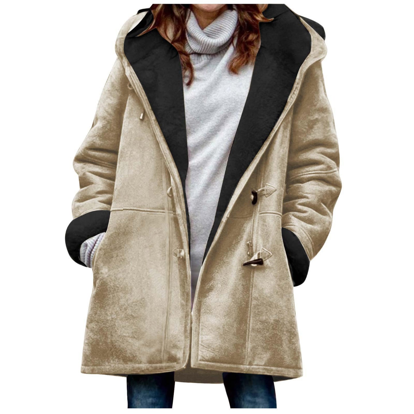 Women's Solid Color Suede Veet Warm Pocket Plus Size