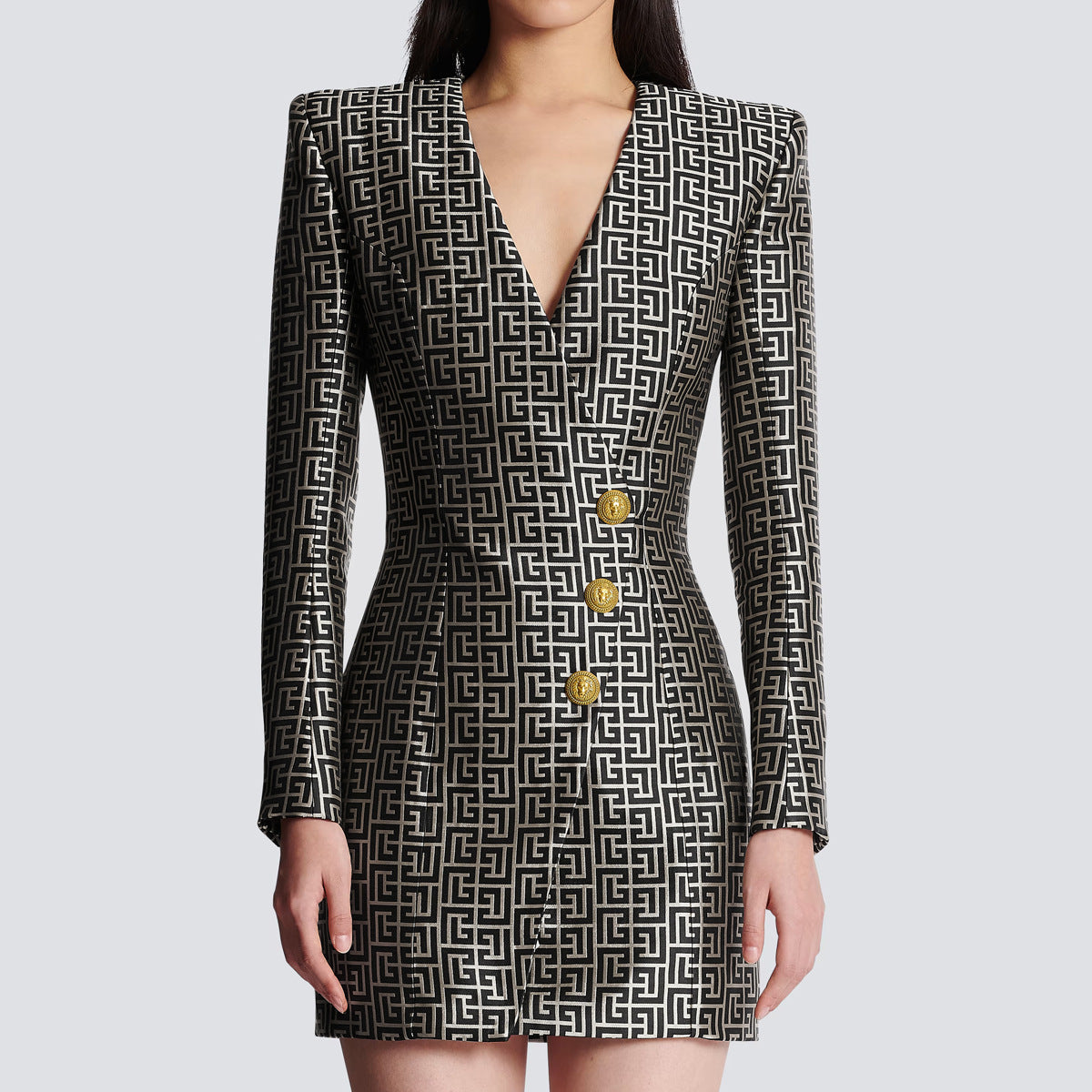 Fashion Jacquard Fabric Slimming Long Sleeve Dresses