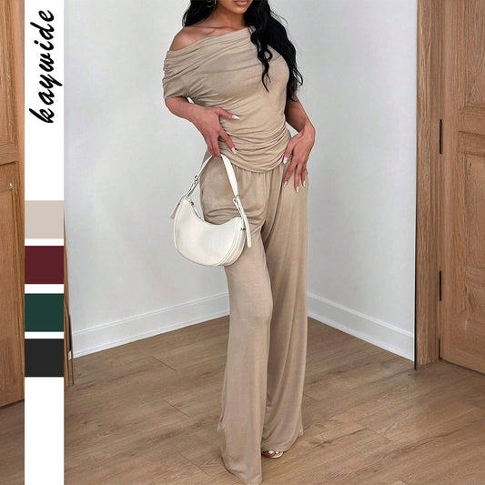 Women's Simple Elegant Summer Wind Sleeve Trousers Suits