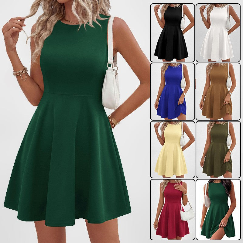 Women's Sleeveless Round Neck Slim Fit Slimming Dress