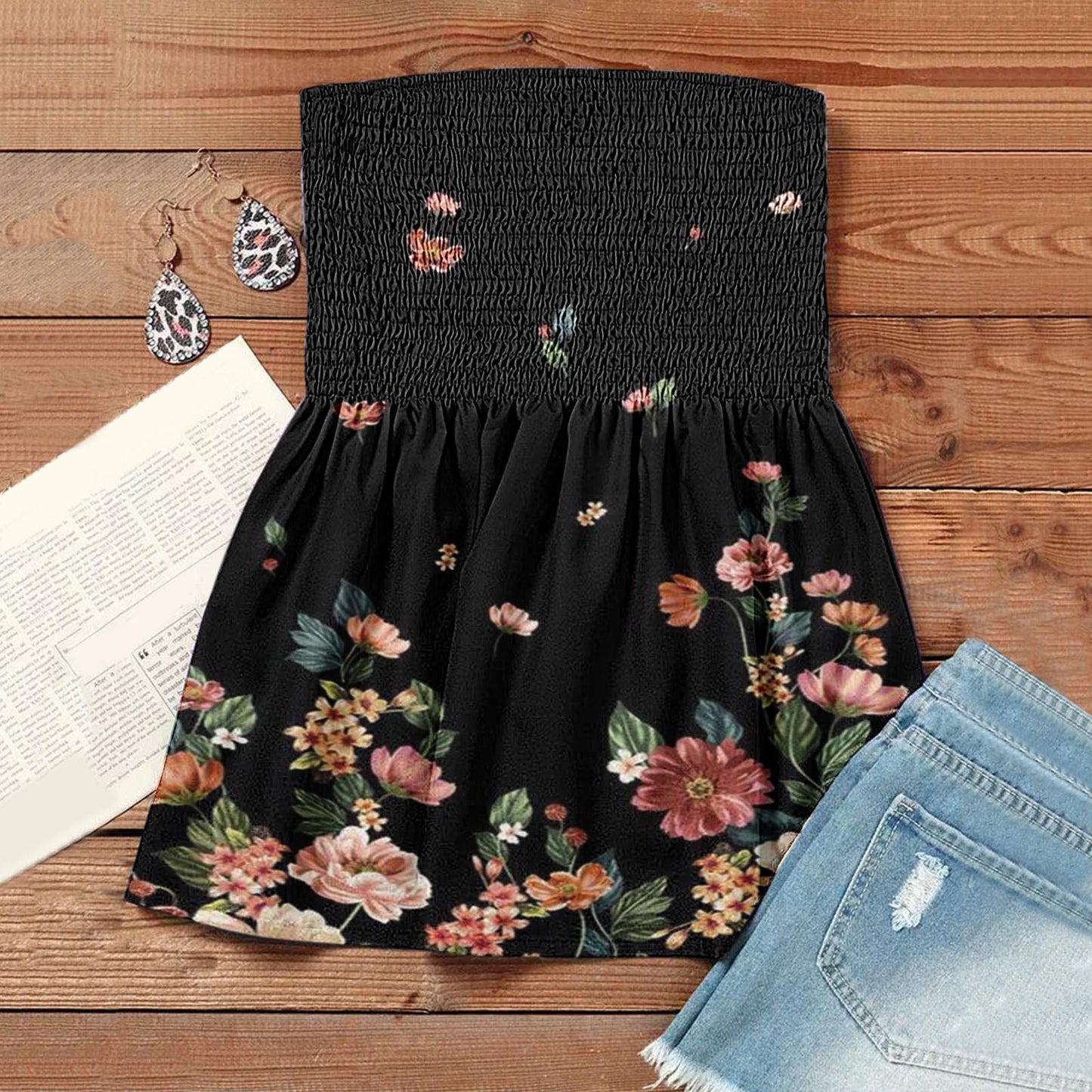 Women's T-shirt Fashion Sexy Backless Elastic Band Printed Tops