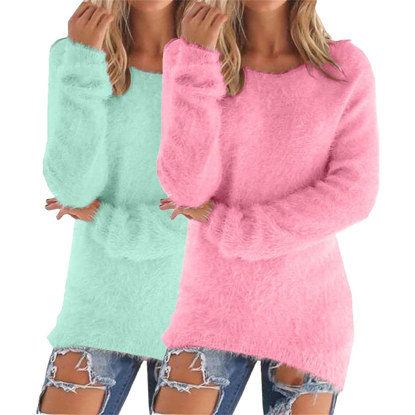 Women's Fashion Wear Winter Round Neck Fleece Sweater