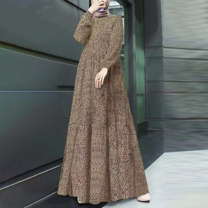 Comfort Casual Polka Dot Long Sleeve Pullover Loose Dress