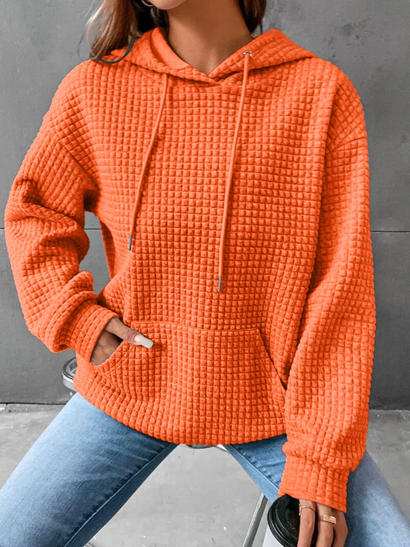 Women's Small Plaid Pocket Long Sleeve Solid Fashion Casual Suit