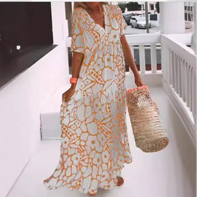 Women's New Dress Summer Printed Sleeve Dresses