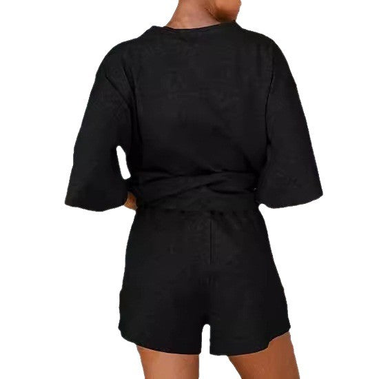 Women's Summer Three-quarter Sleeve Elastic Waist Fashion Casual Suit