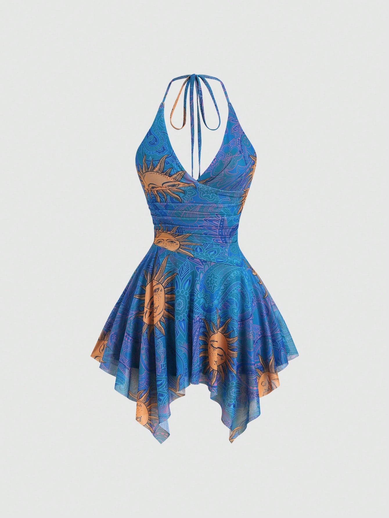 Holiday Mesh Suspender Sexy Irregular Hem Dress