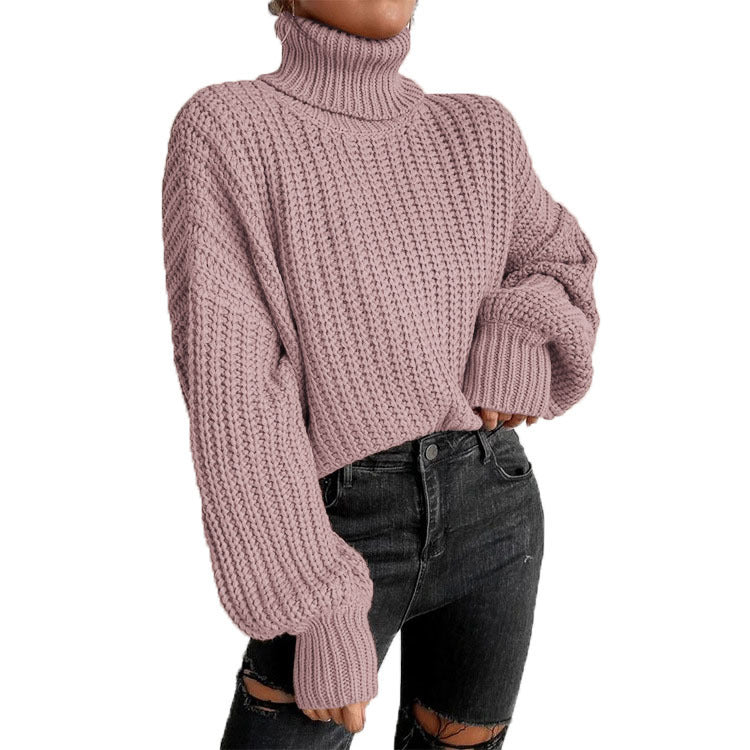 Women's Fashion Knitted Loose Pullover Turtleneck Sweater
