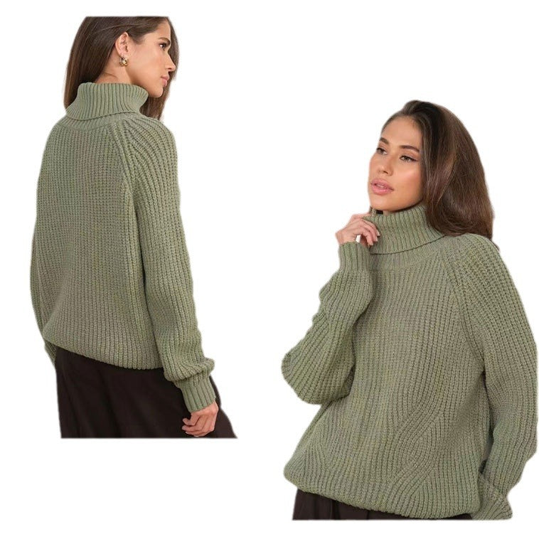 Women's Knitted Loose Thickened Solid Color Casual Sweaters