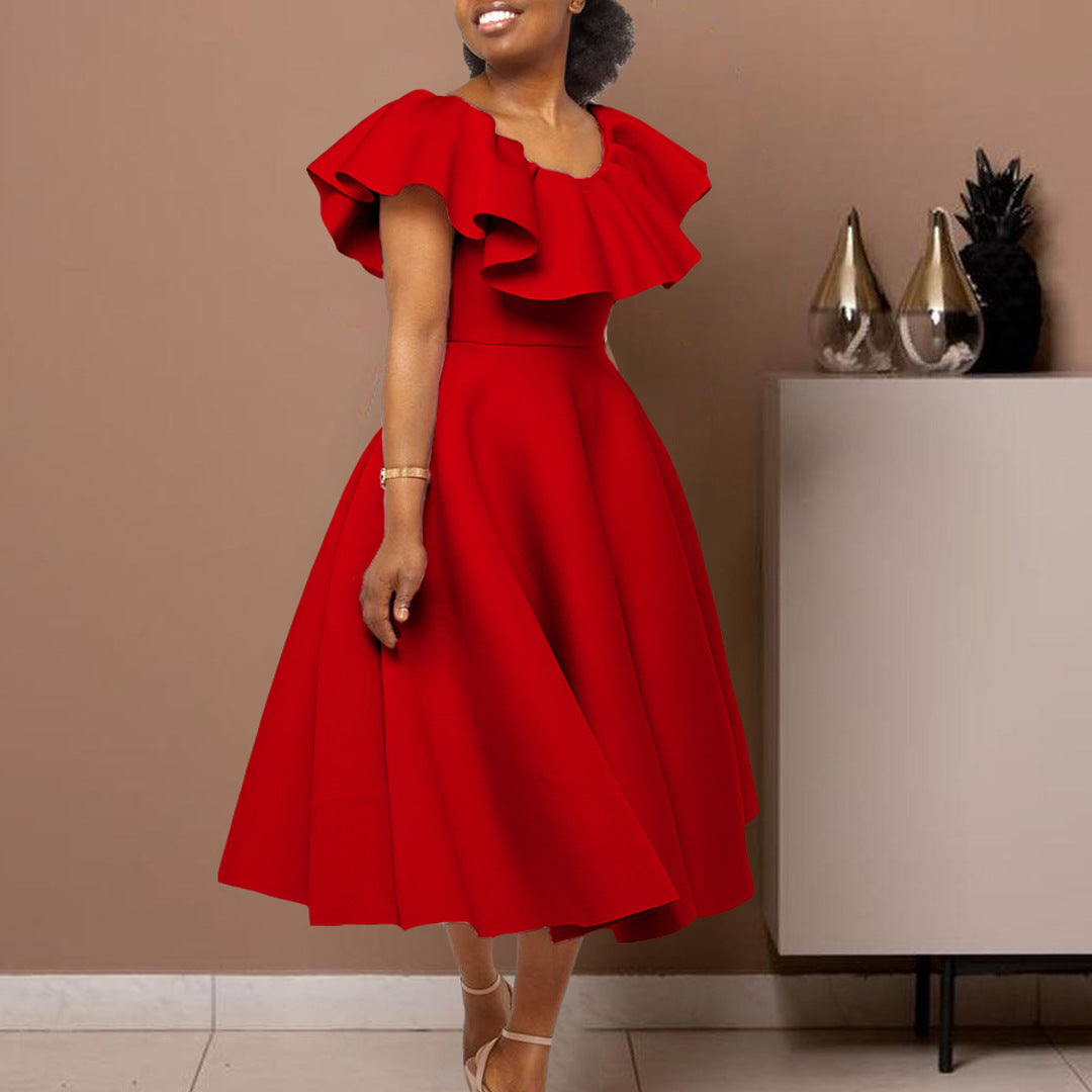 Fashionable Elegant Ruffled Banquet Party Formal Dress