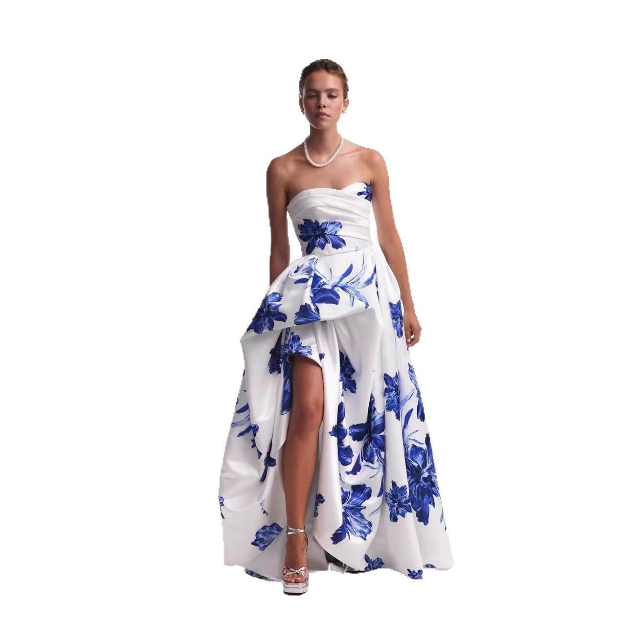 Women's Tube Printing Backless Waist Trimming Bottoming Dresses