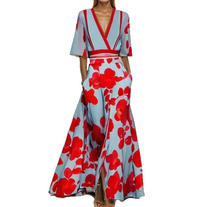 Women's Fashion Elegant Graceful Print Large Swing Dress