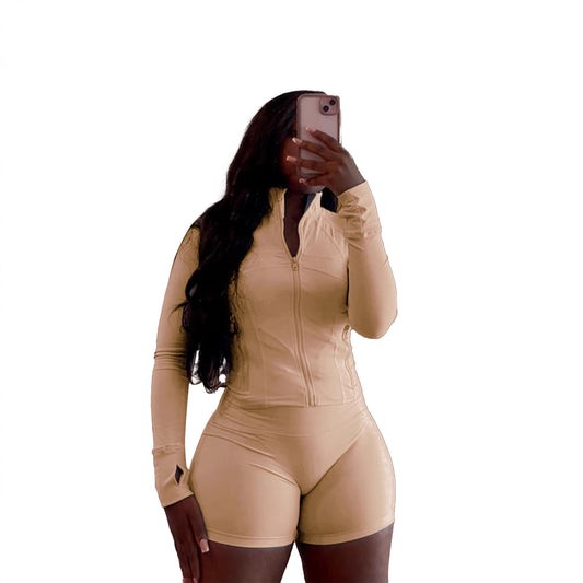 Women's Leisure Sexy Tight Long Sleeve Two-piece Suits