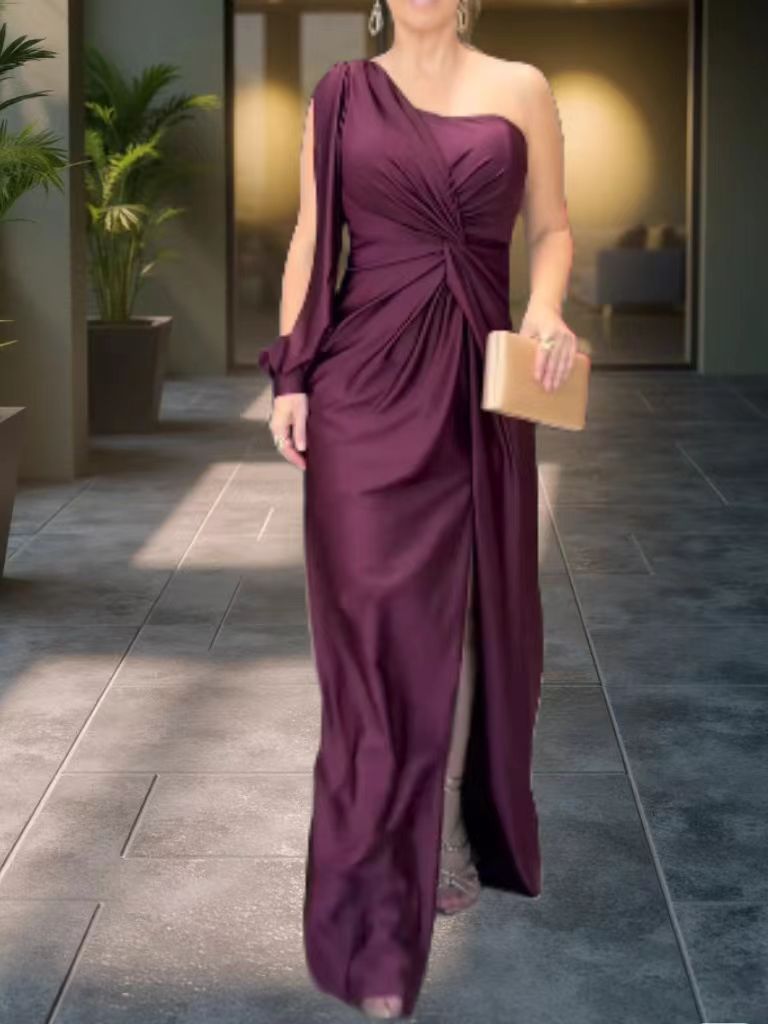 Summer Knotted Split Solid Color Slim Dress